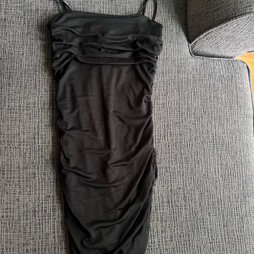 Elegant Black Ruched Dress